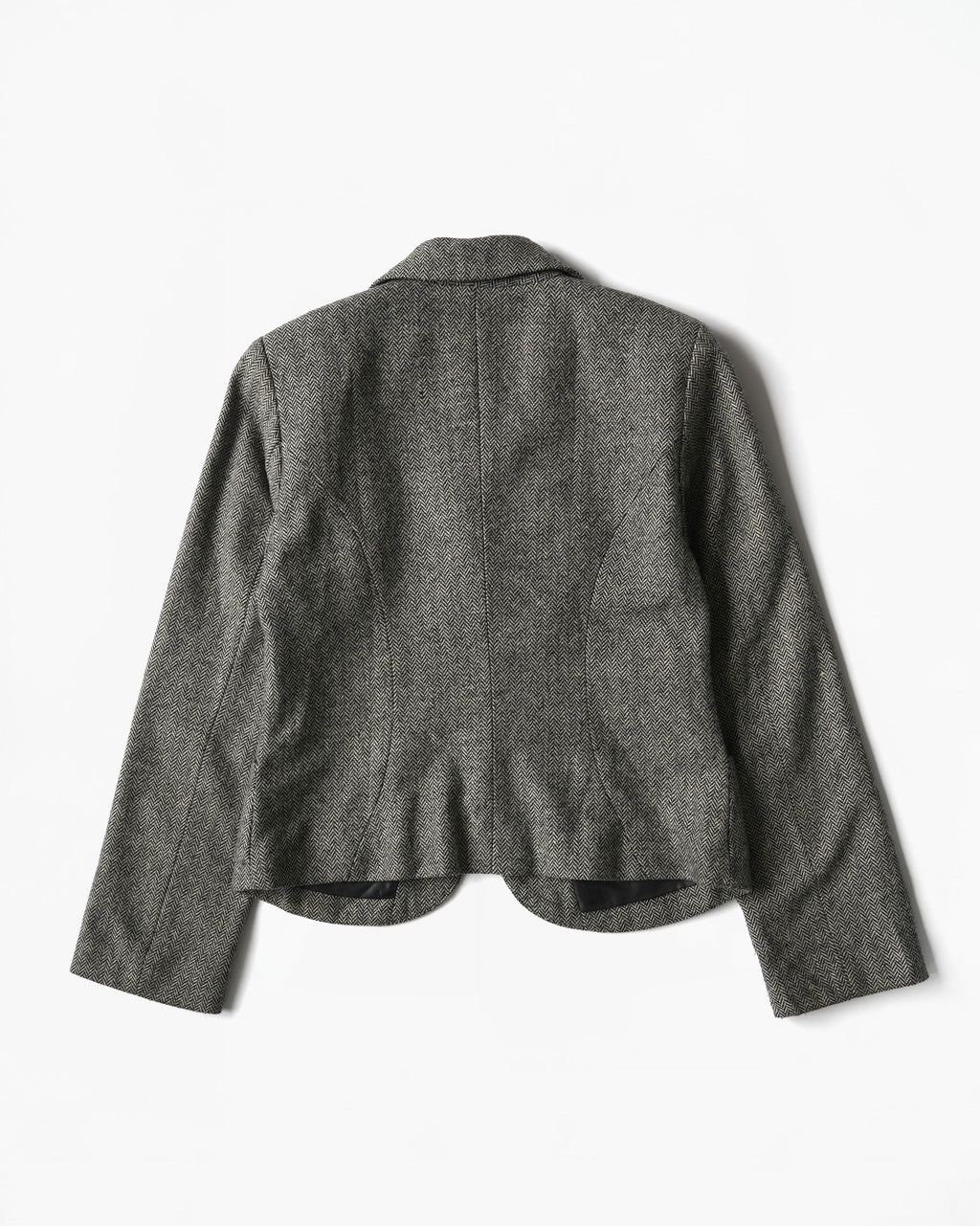 90s Cropped Herringbone Tailored Jacket