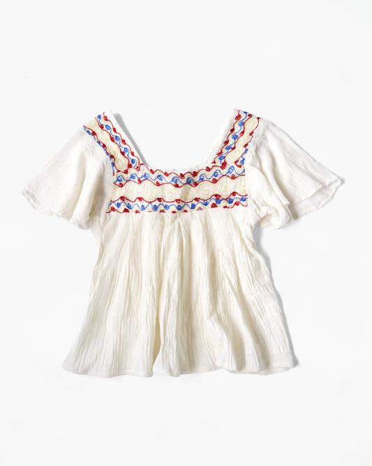 1970's Hand Embroidered Cotton Top