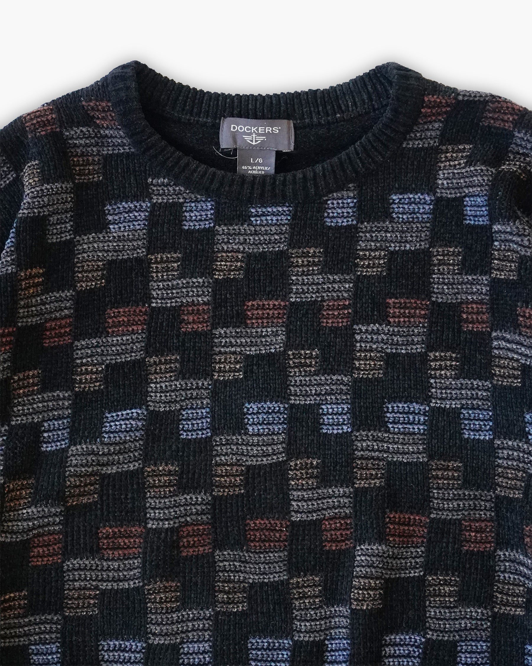 Acrylic x Rayon Crew Neck Patterned Sweater