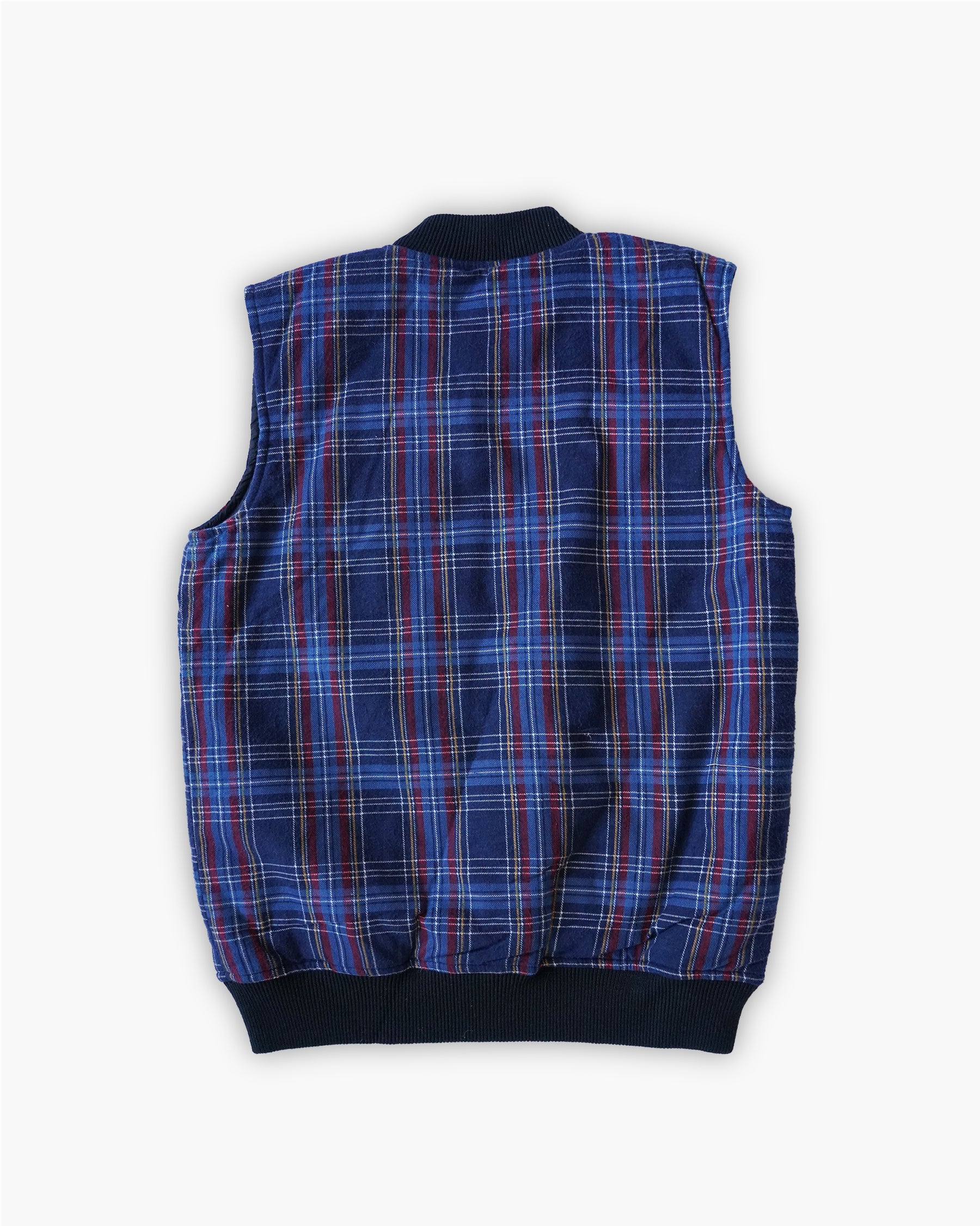 Plaid Quilting Vest - Navy / Blue