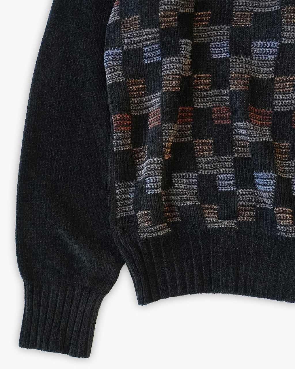 Acrylic x Rayon Crew Neck Patterned Sweater