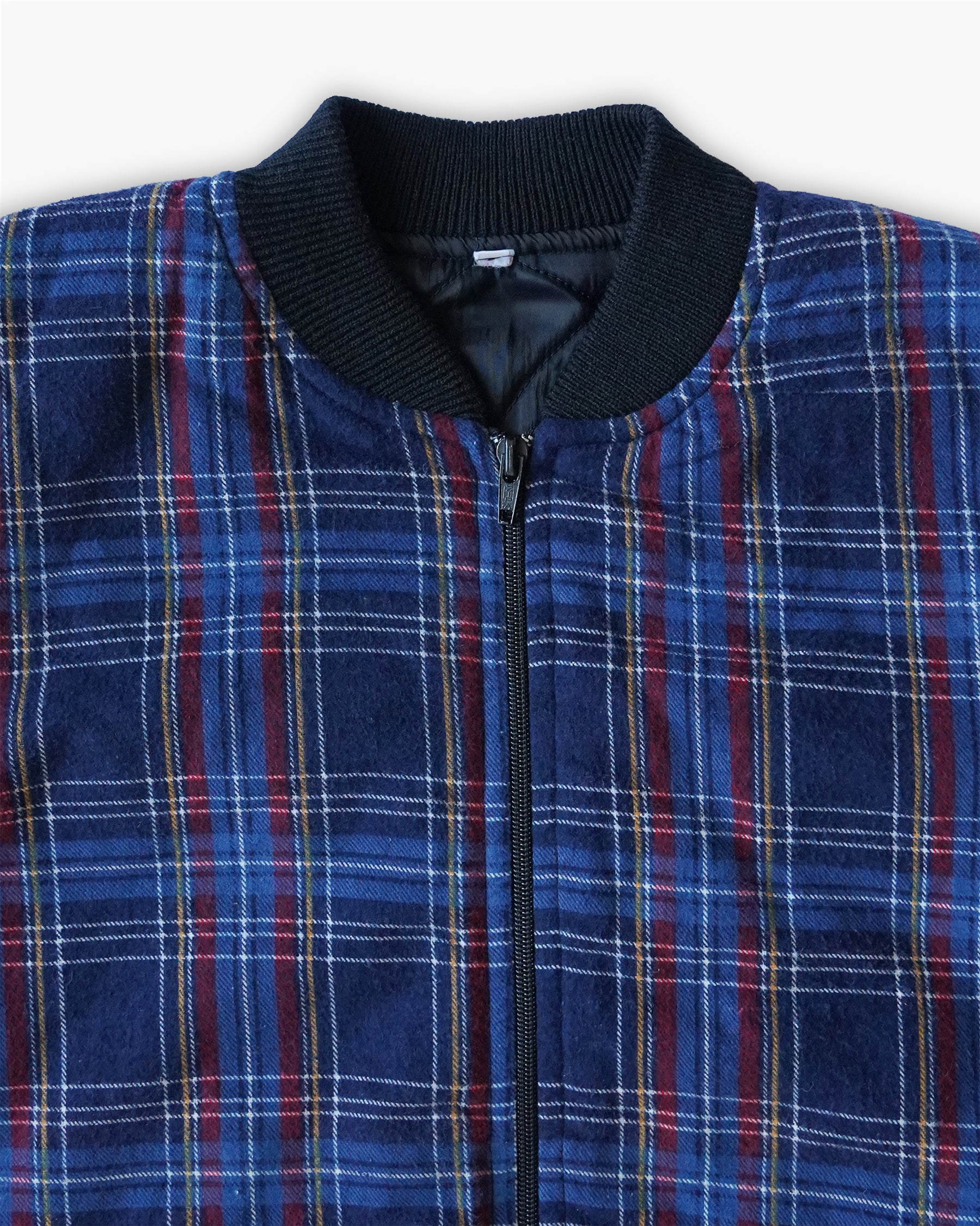 Plaid Quilting Vest - Navy / Blue