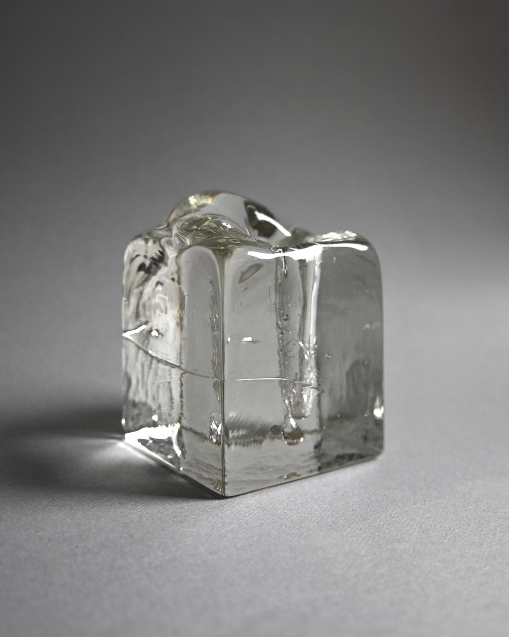 Mid-Century Ice Block Glass Vase
