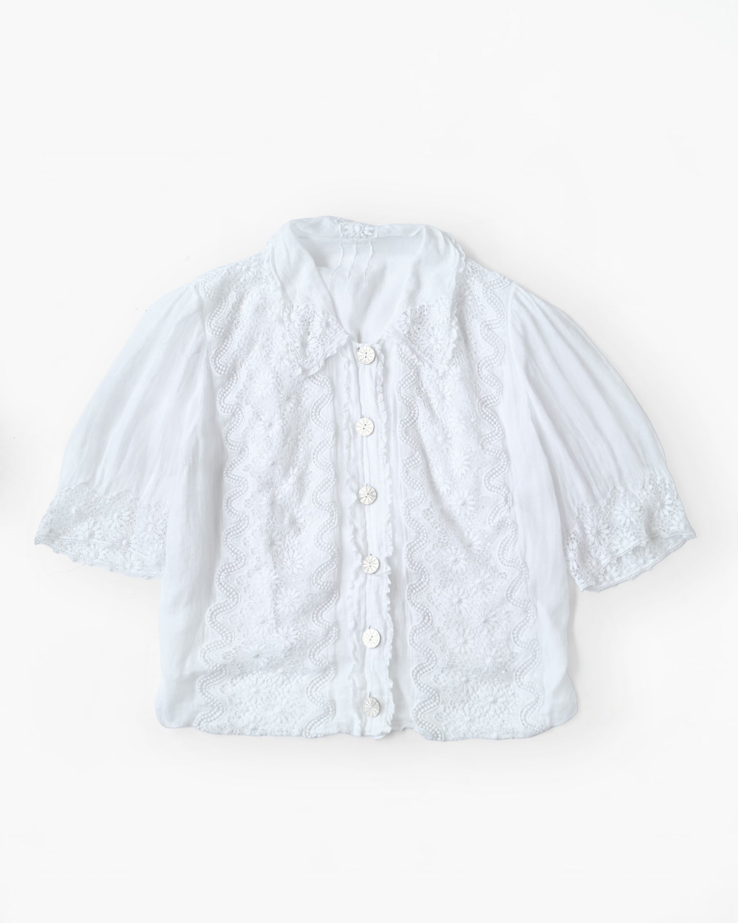Lace Cotton Blouse Made in France