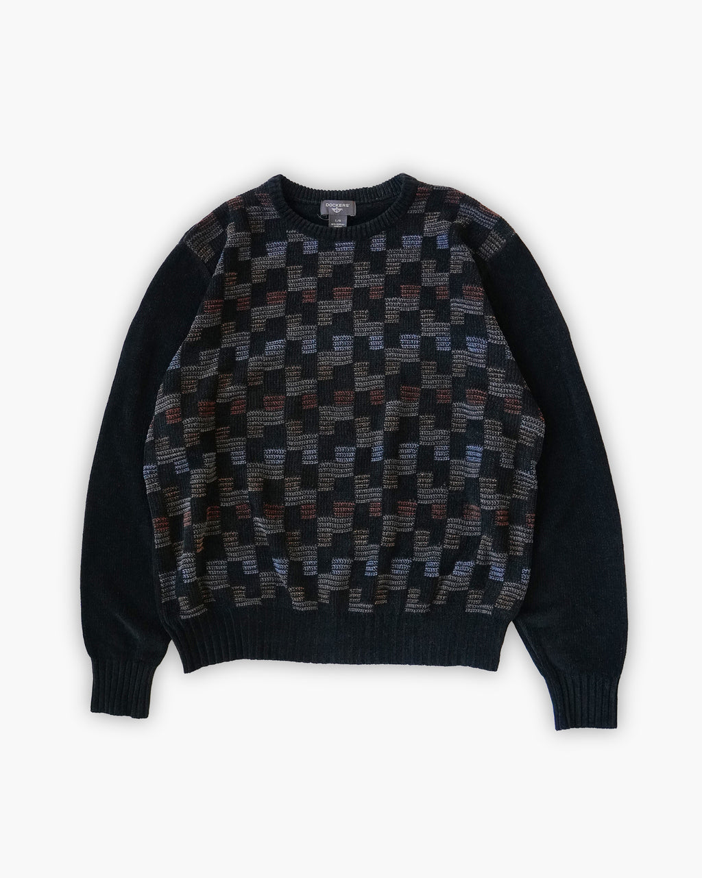 Acrylic x Rayon Crew Neck Patterned Sweater