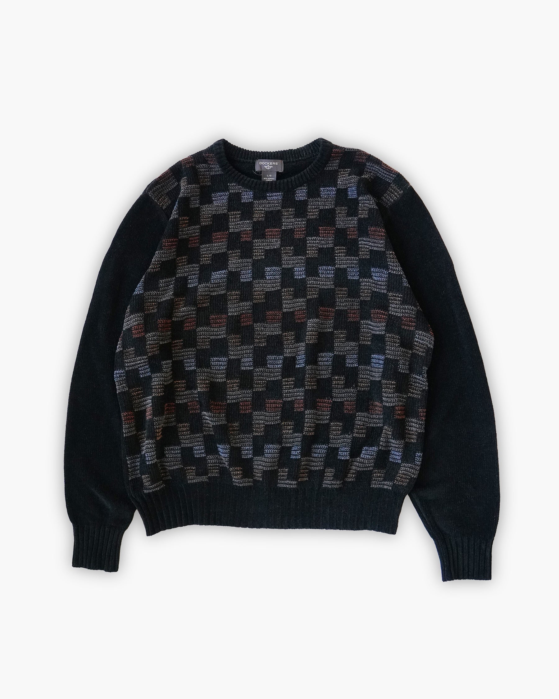 Acrylic x Rayon Crew Neck Patterned Sweater