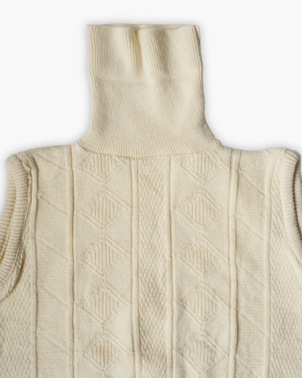 Acrylic Turtleneck Knit Vest - White