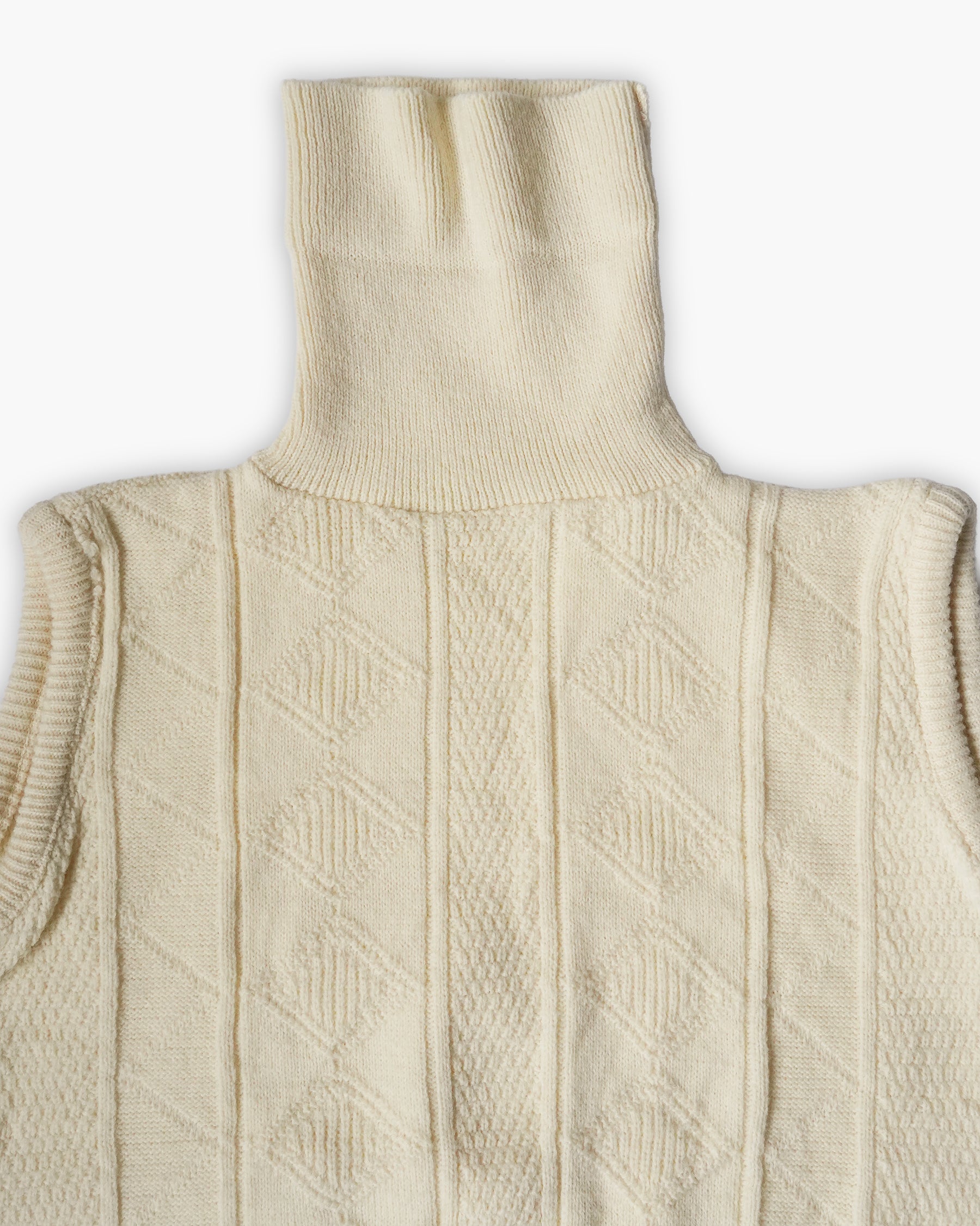 Acrylic Turtleneck Knit Vest - White