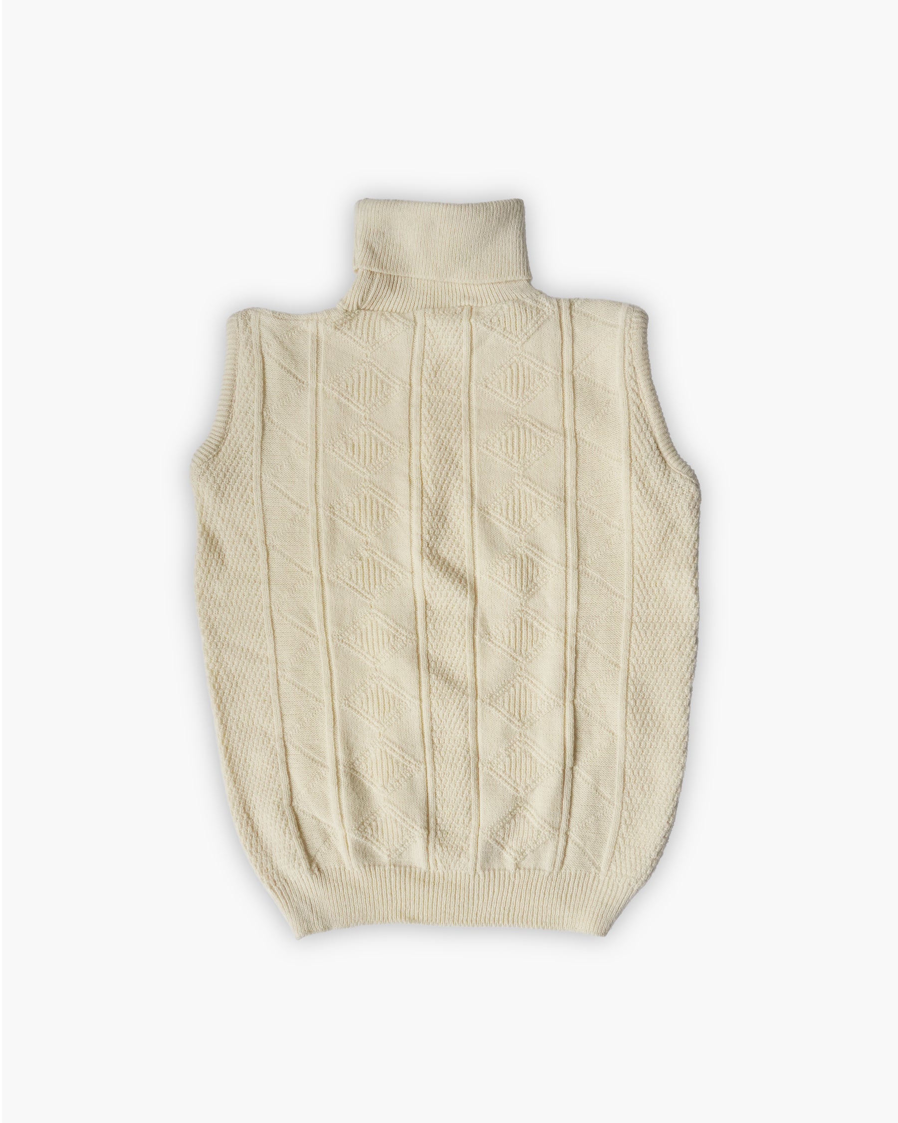 Acrylic Turtleneck Knit Vest - White