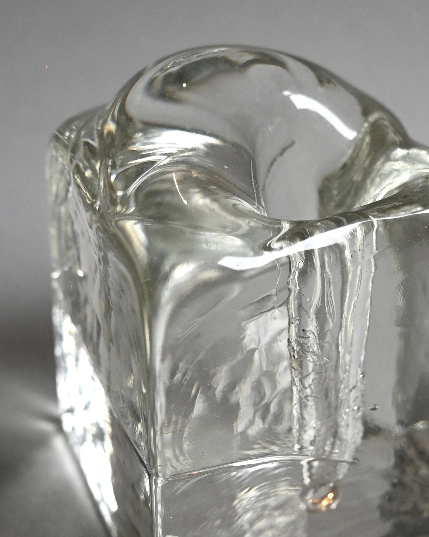 Mid-Century Ice Block Glass Vase