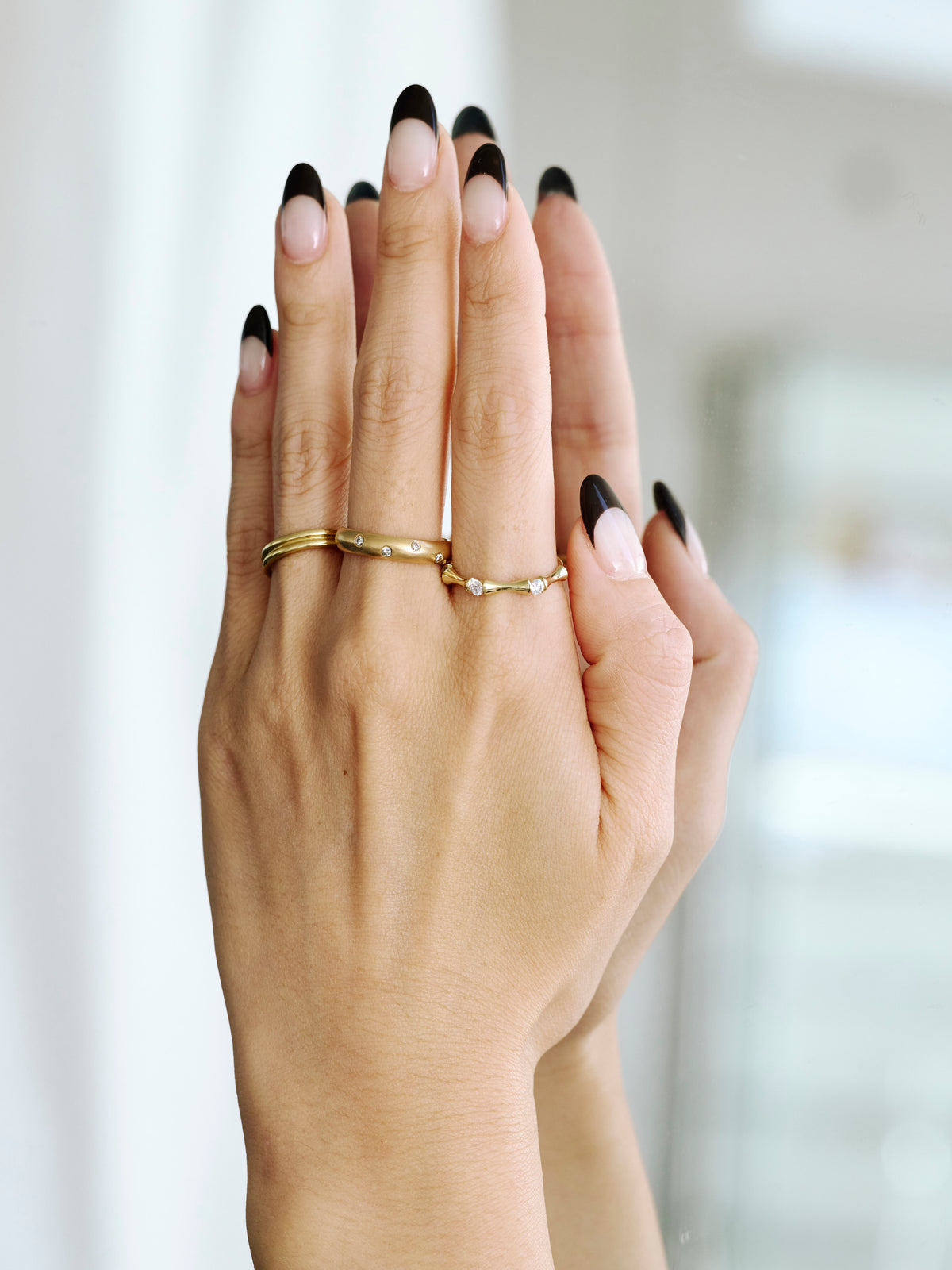14K Matte Dotted Diamond Ring (GDR-42)