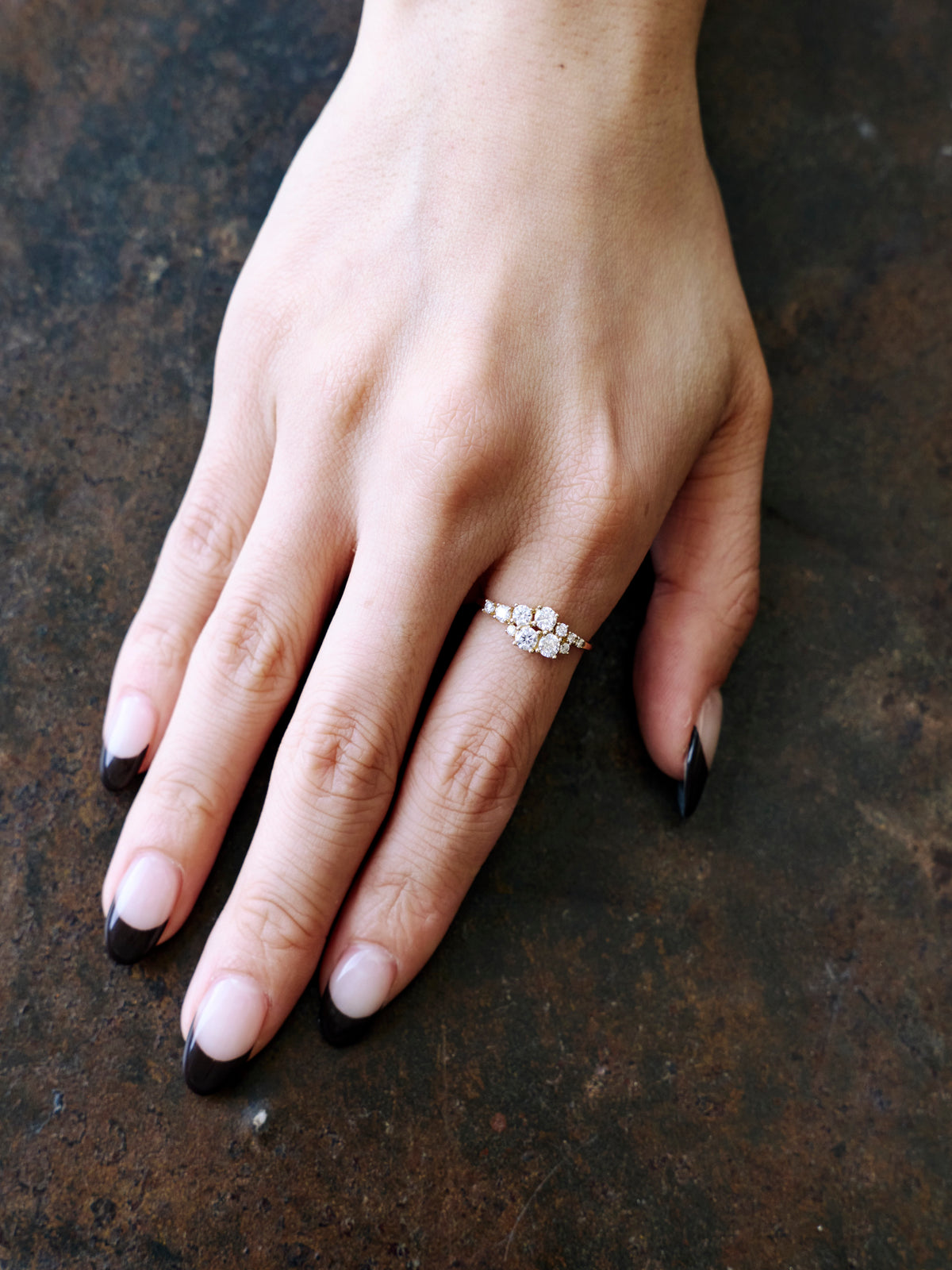 14K Solid Gold Moissanite Clustering Ring- 11号