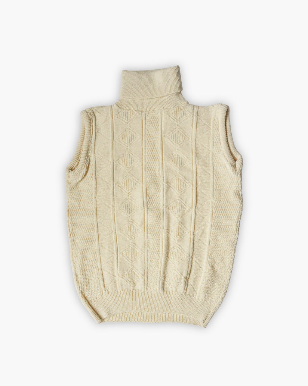 Acrylic Turtleneck Knit Vest - White
