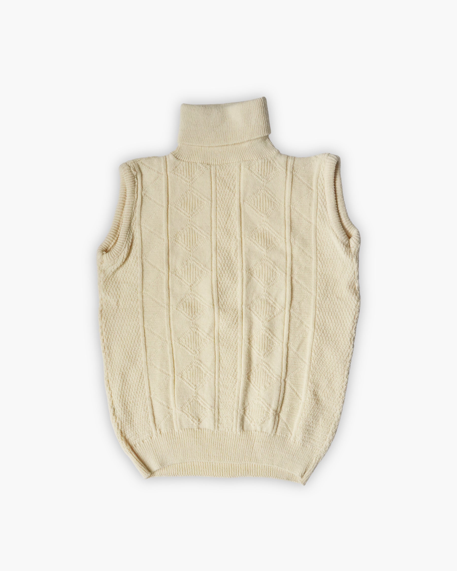 Acrylic Turtleneck Knit Vest - White