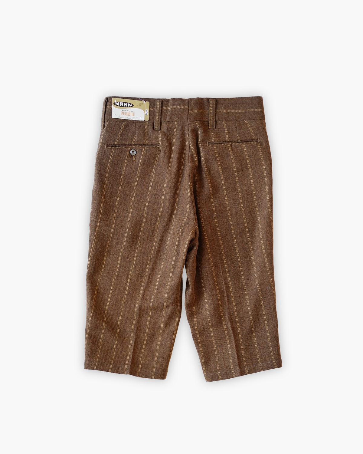 Brown Stripe Wool Blend Shorts