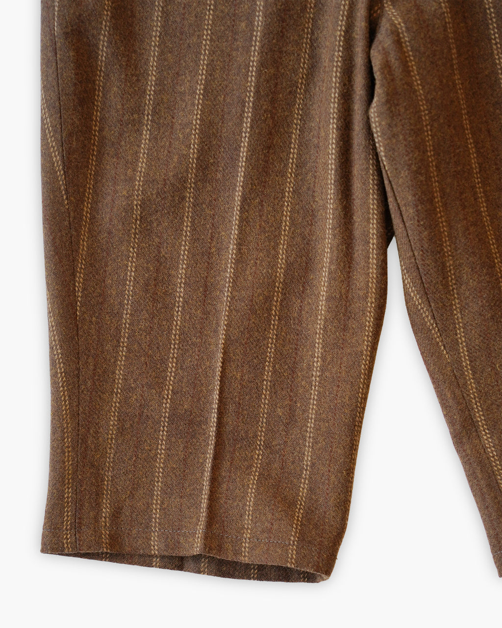 Brown Stripe Wool Blend Shorts