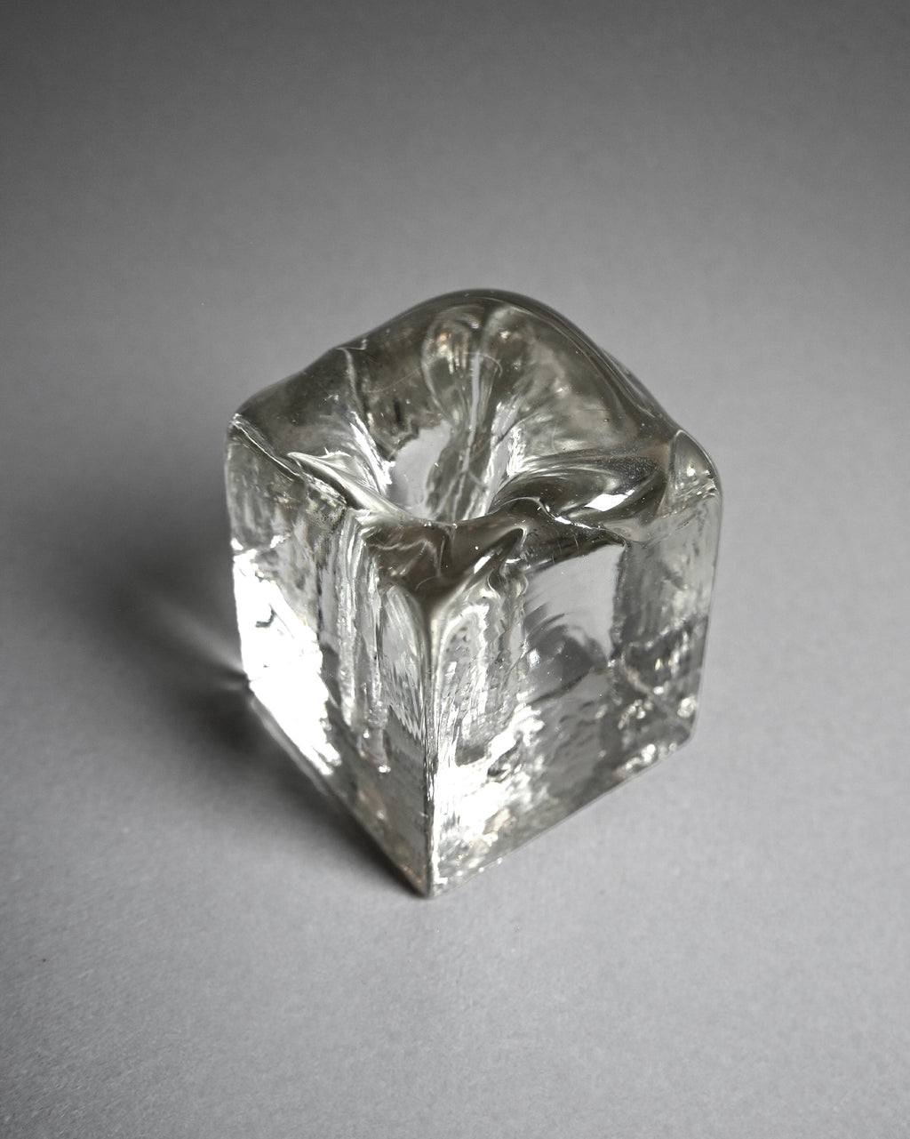 Mid-Century Ice Block Glass Vase