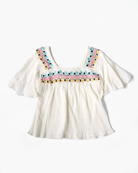 1970's Hand Embroidered Cotton Top