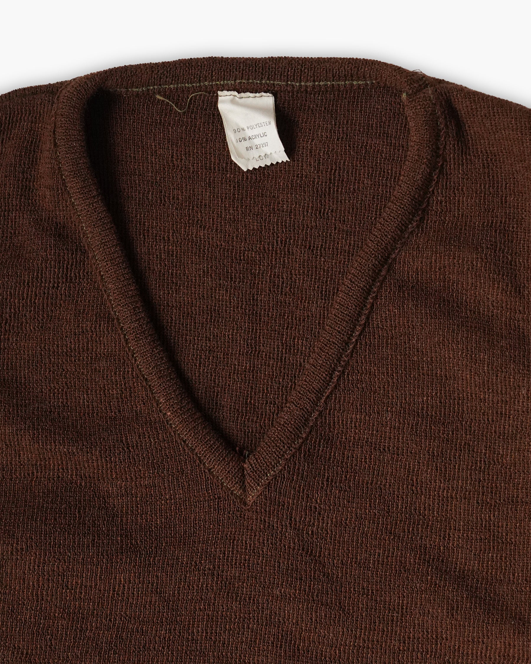 Brown V-Neck Knit Vest