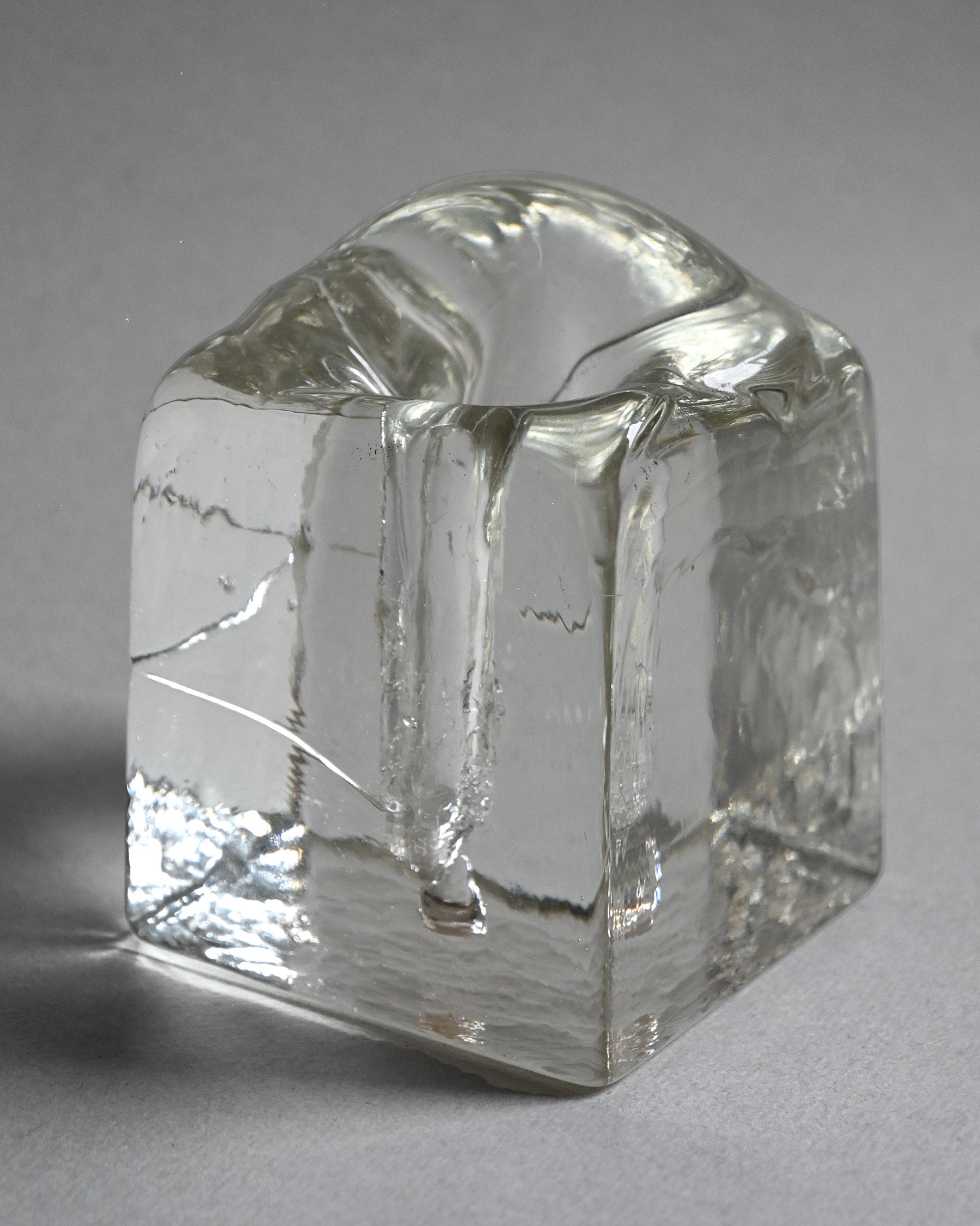 Mid-Century Ice Block Glass Vase
