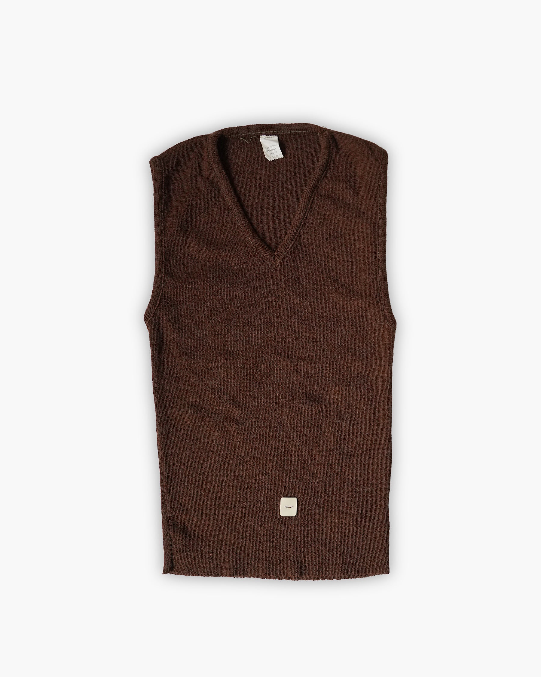 Brown V-Neck Knit Vest