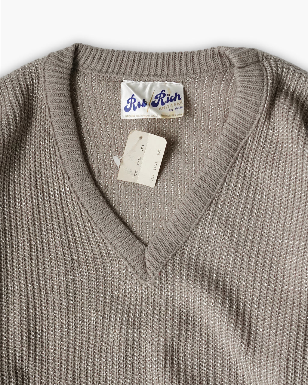 Shimmer Yarn V-Neck Rib Knit Sweater