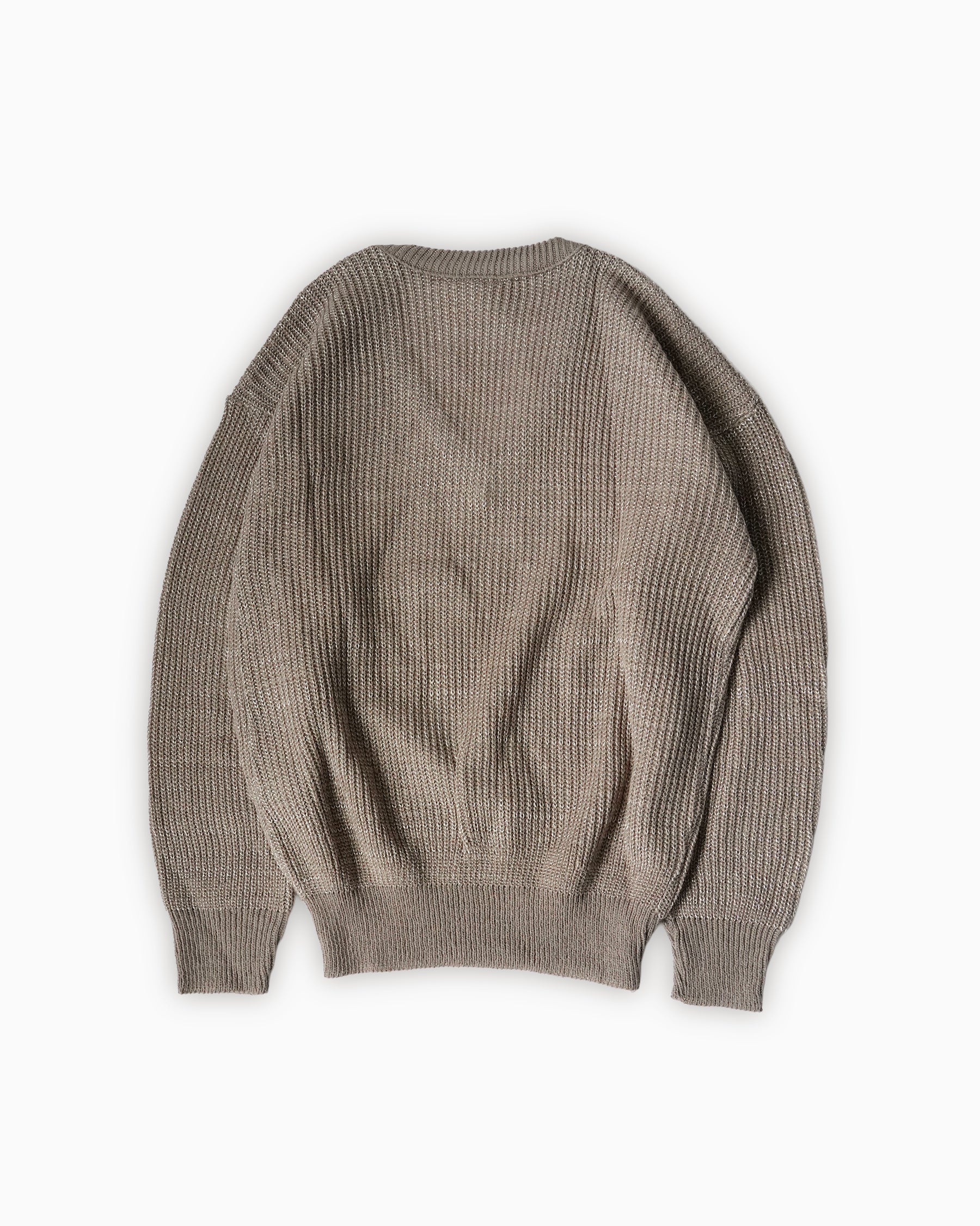 Shimmer Yarn V-Neck Rib Knit Sweater