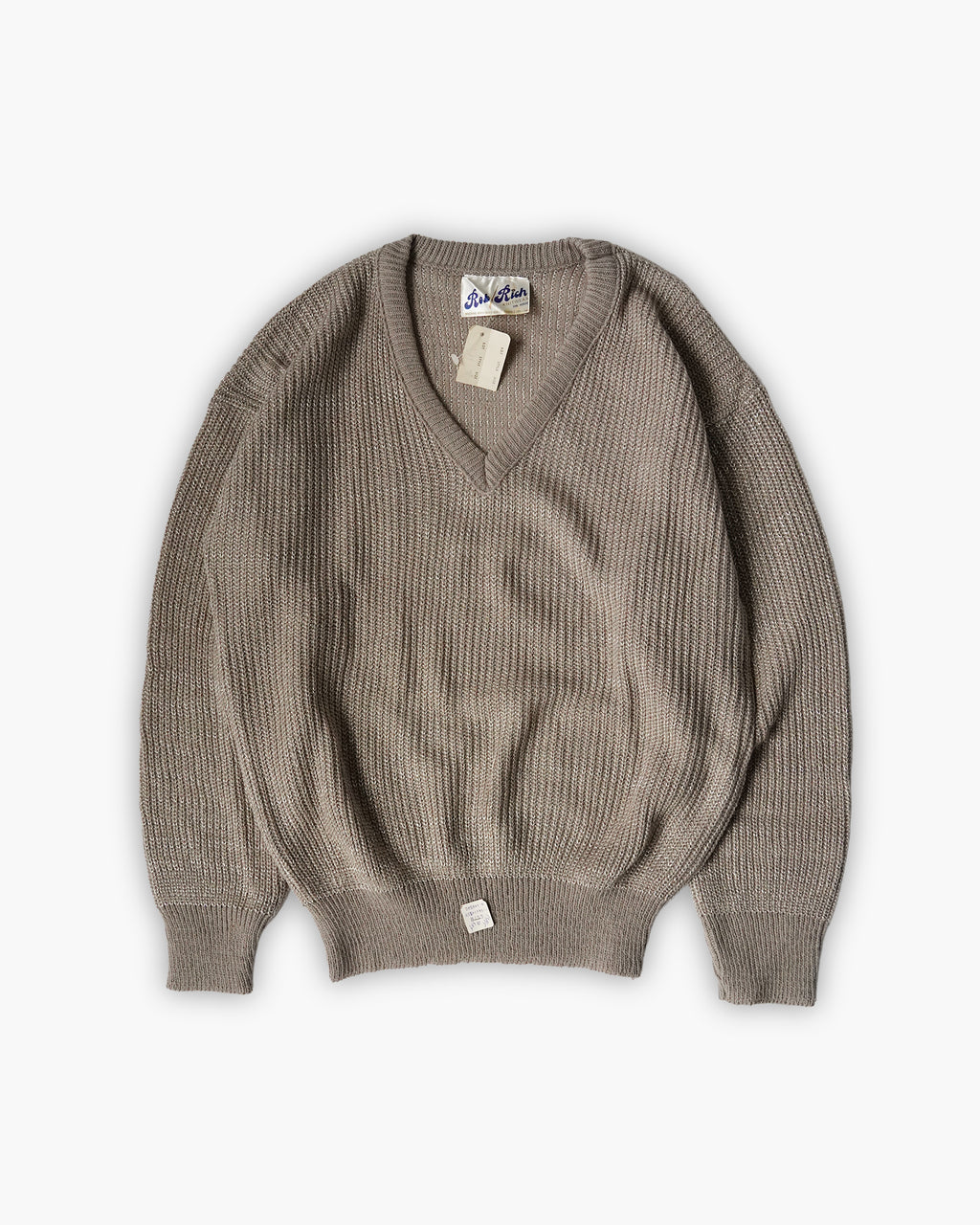 Shimmer Yarn V-Neck Rib Knit Sweater