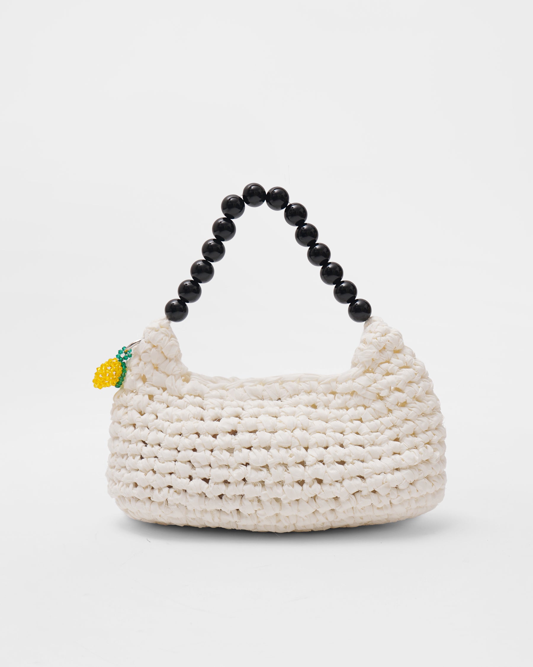 Crochet Beaded Handle Bag with Charm 01
