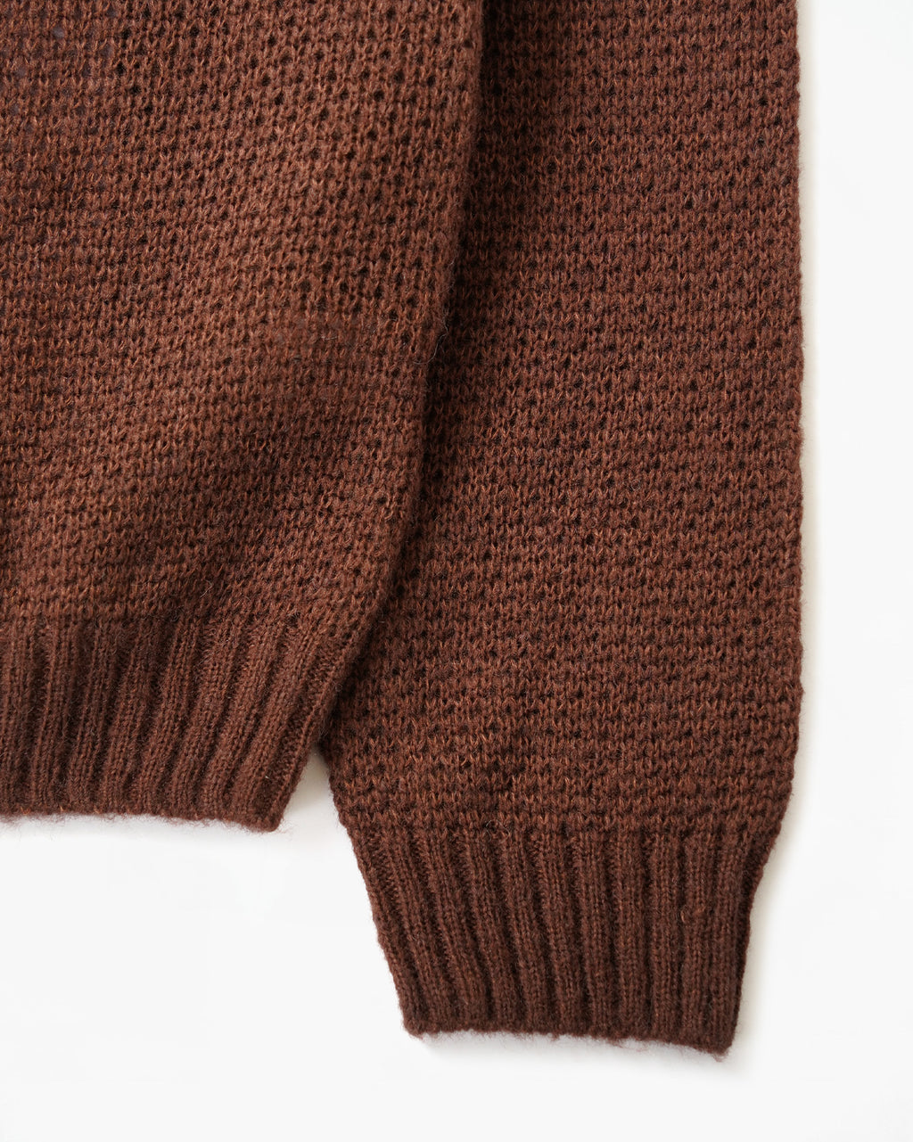 Mohair Blend Knit Polo - Brown