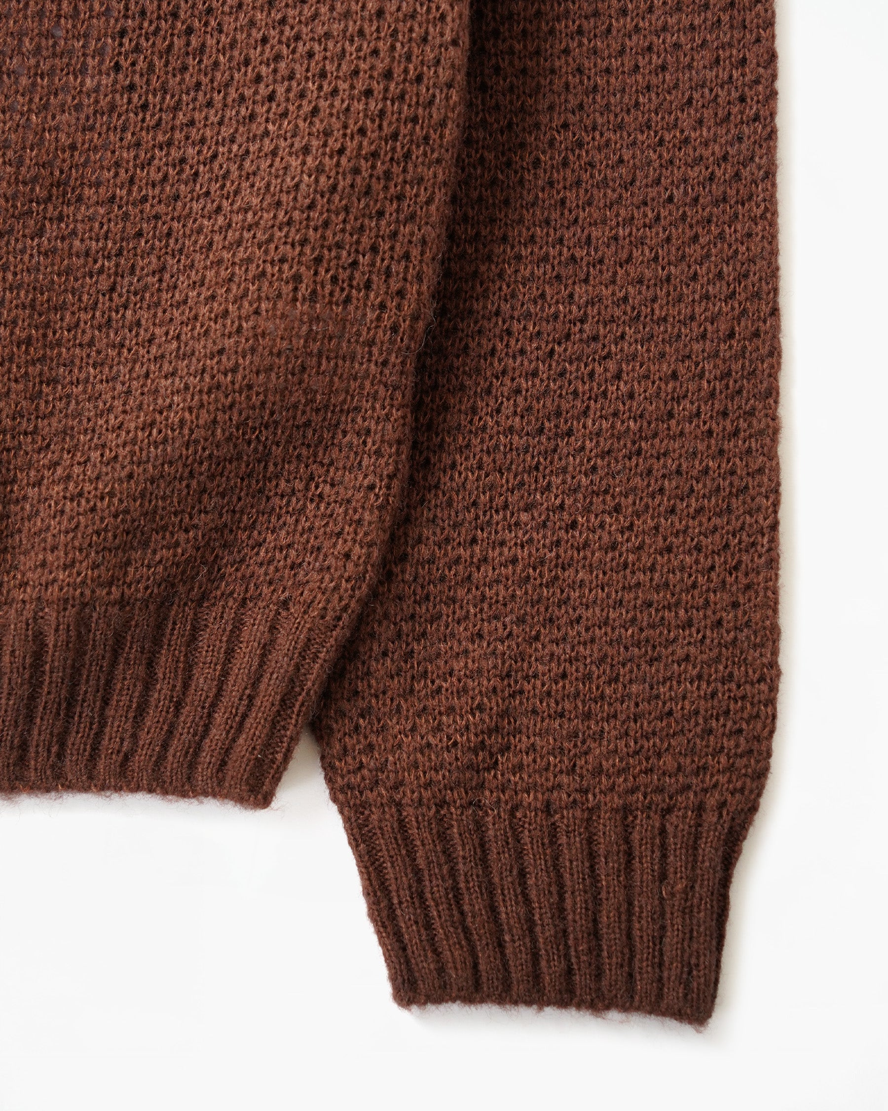 Mohair Blend Knit Polo - Brown