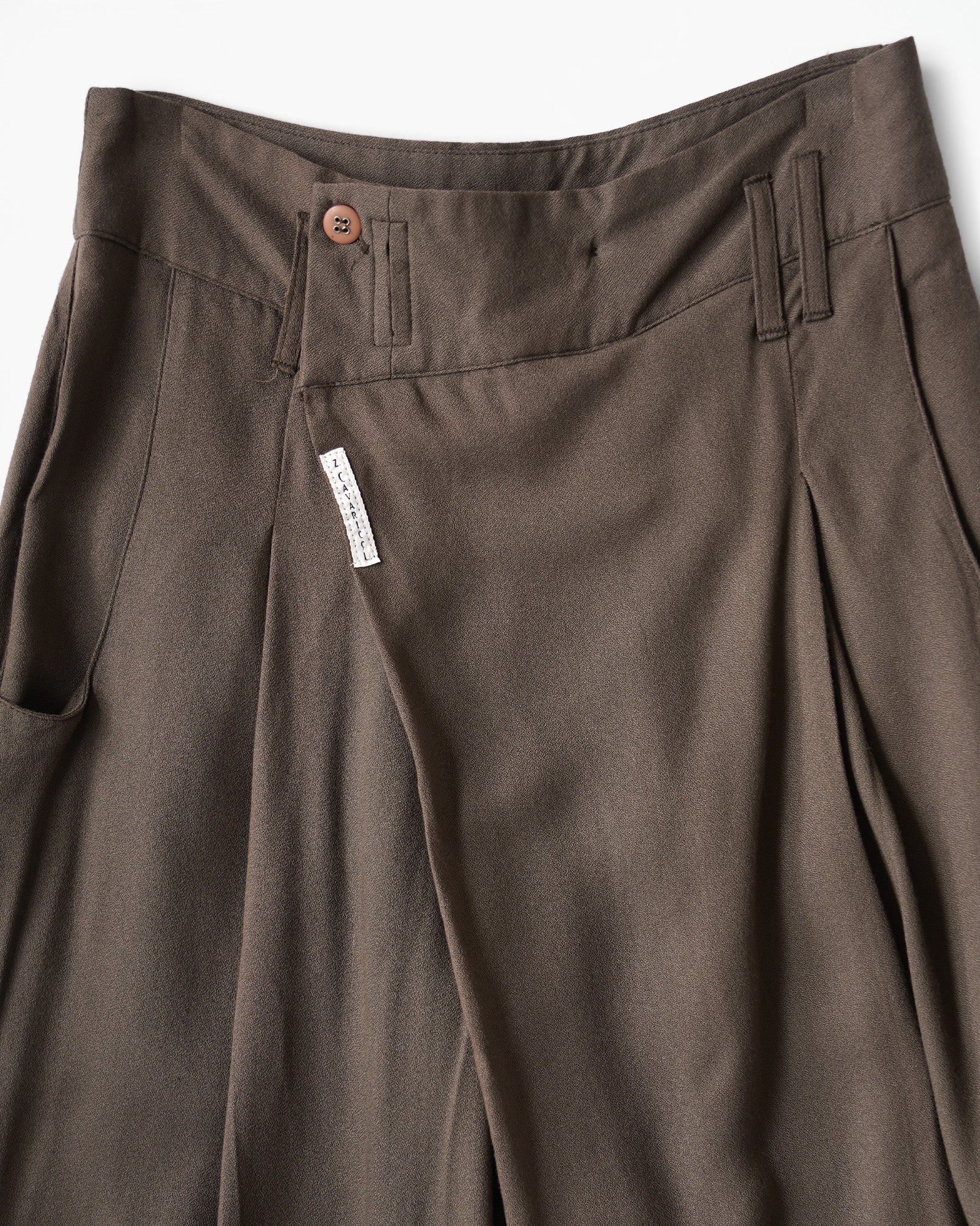 High-Waisted Relaxed Trousers with Overlap Front