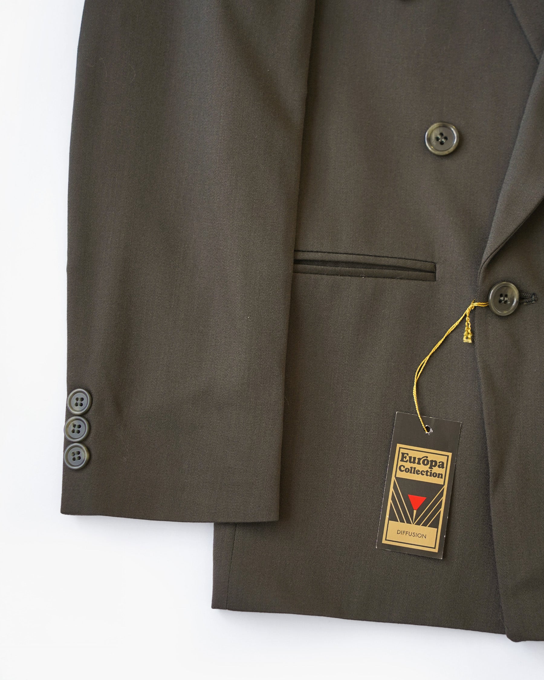 Double Breasted Suit in Olive Tone