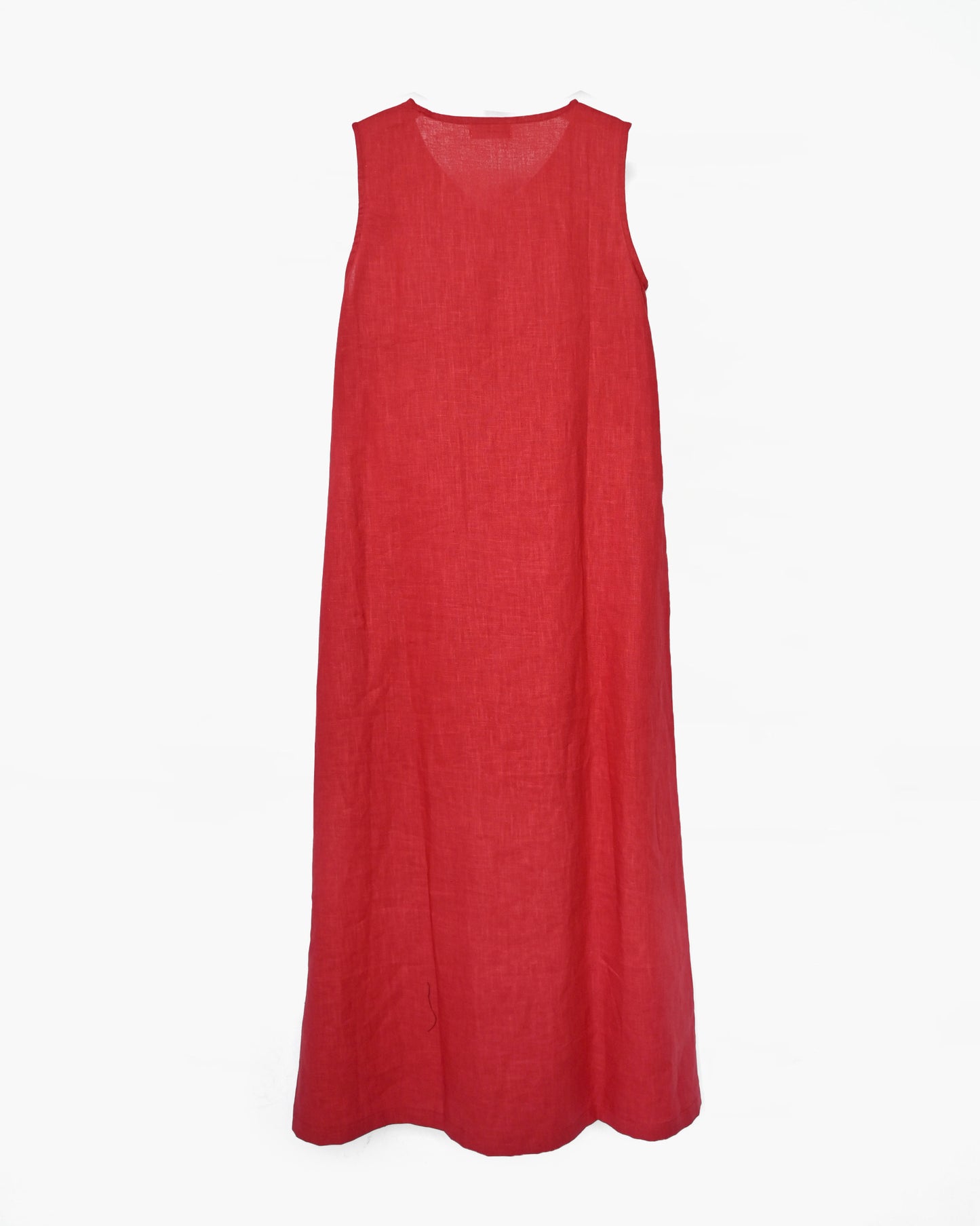 404 Linen V-neck Long Dress - Red