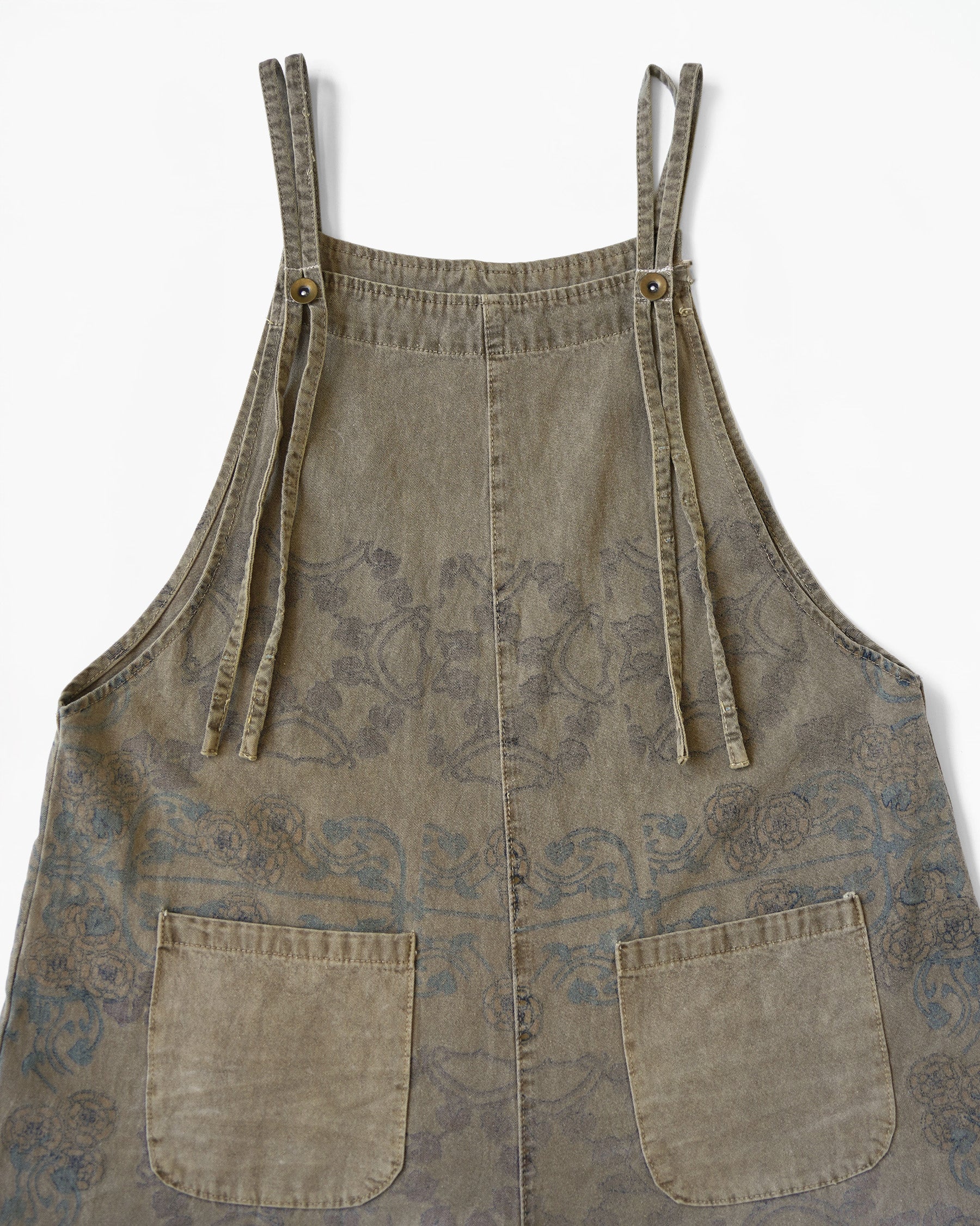 Cotton Wide-Leg Patterned Overalls
