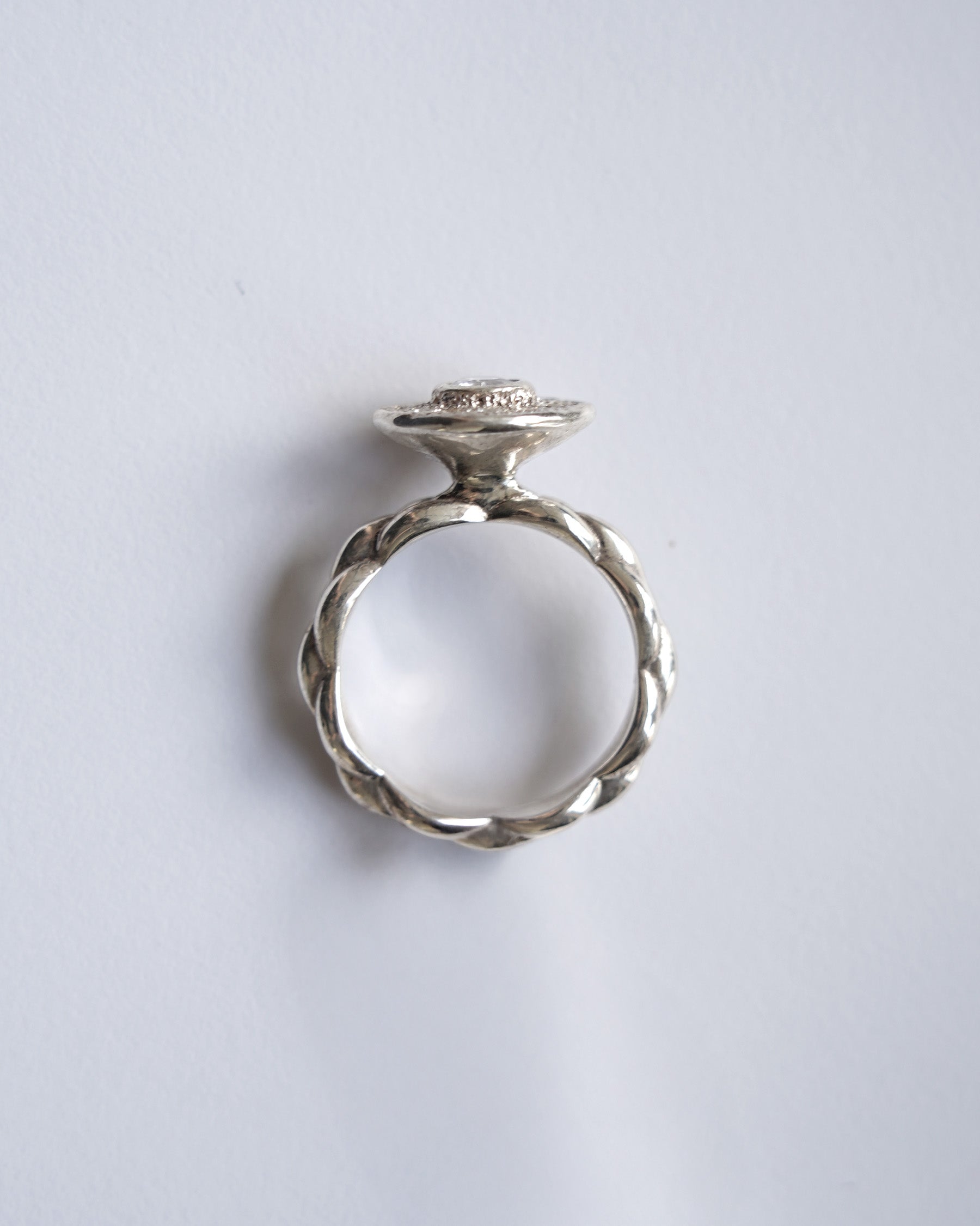 White Sapphire Modern Wave Sparkling Ring