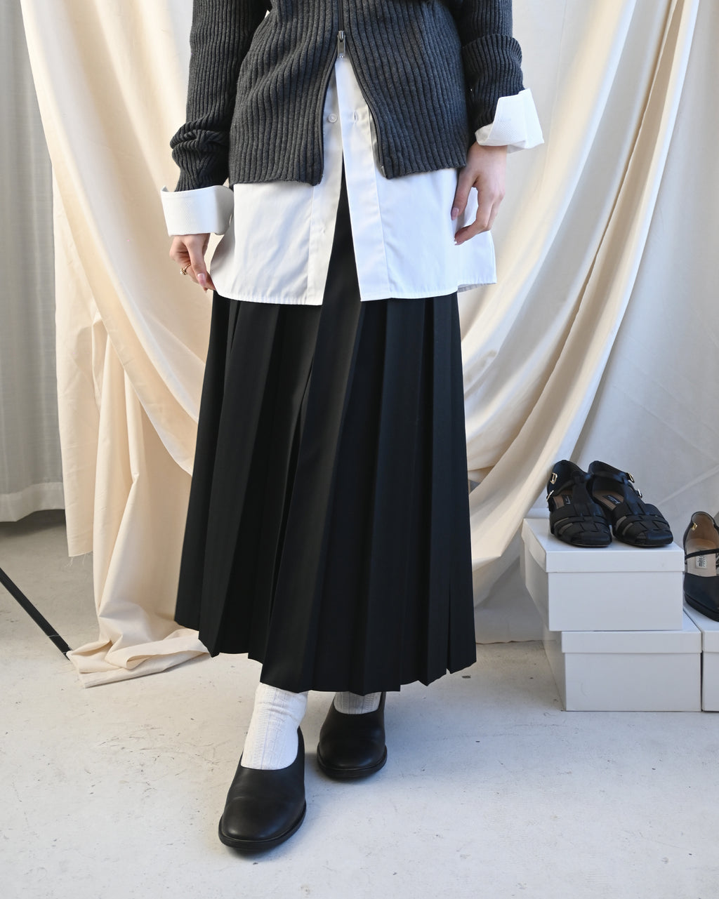 Angels Factory Pleated Skirt by 404 - Black