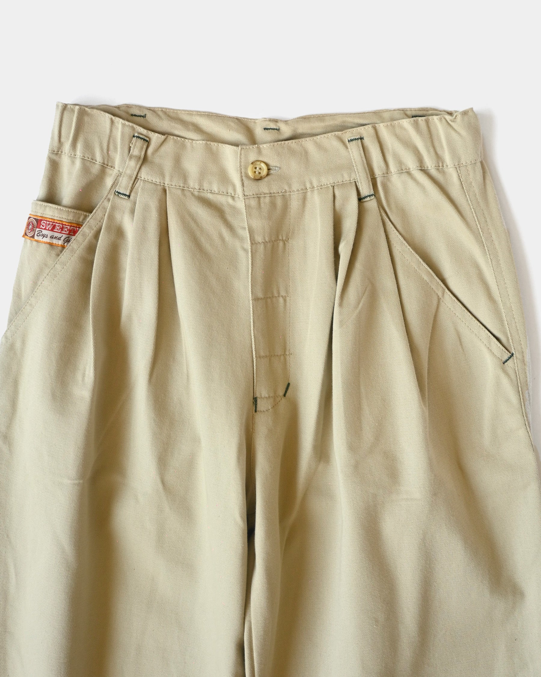 60'S Tuck Front Pants - Beige