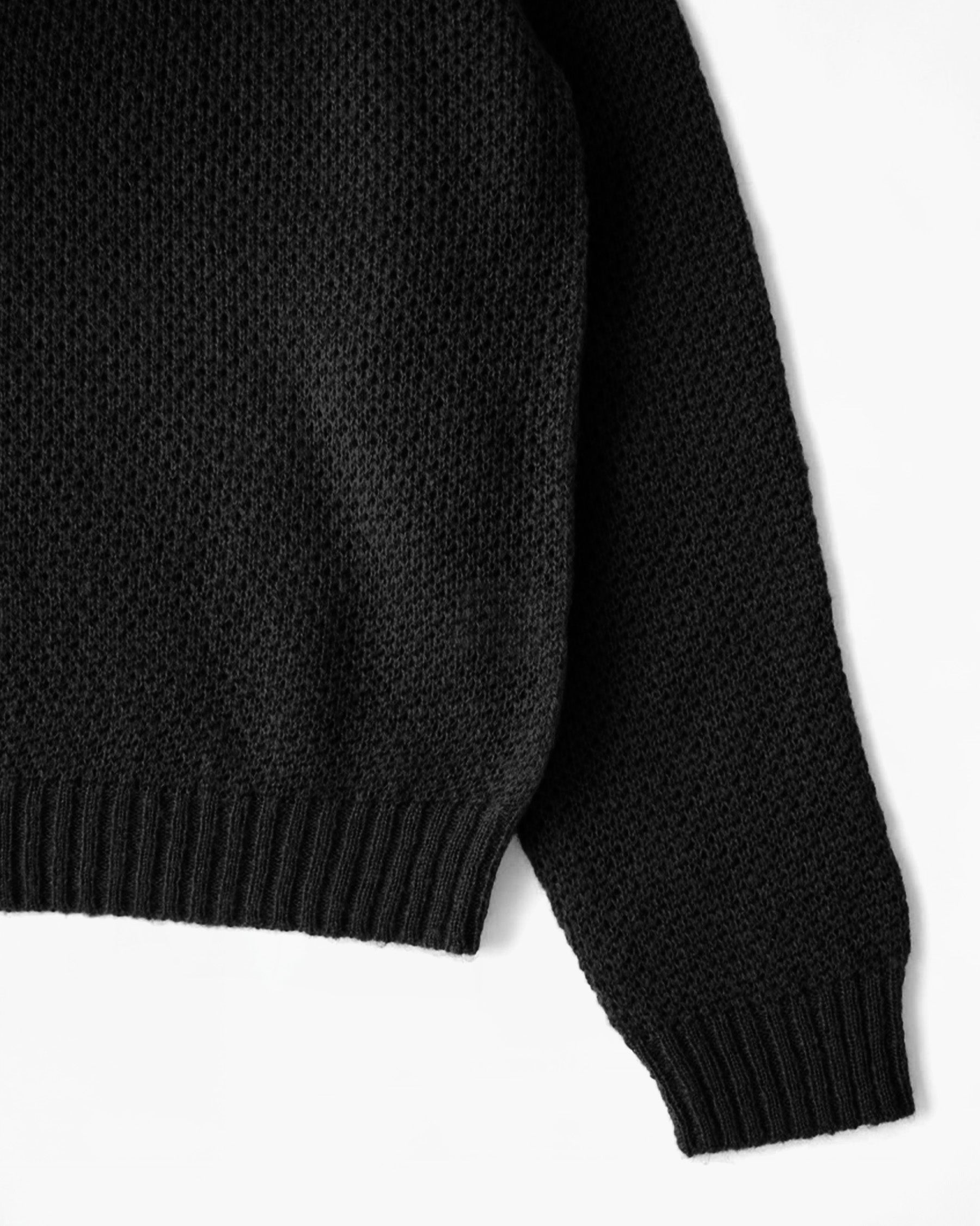 Mohair Blend Knit Polo - Black