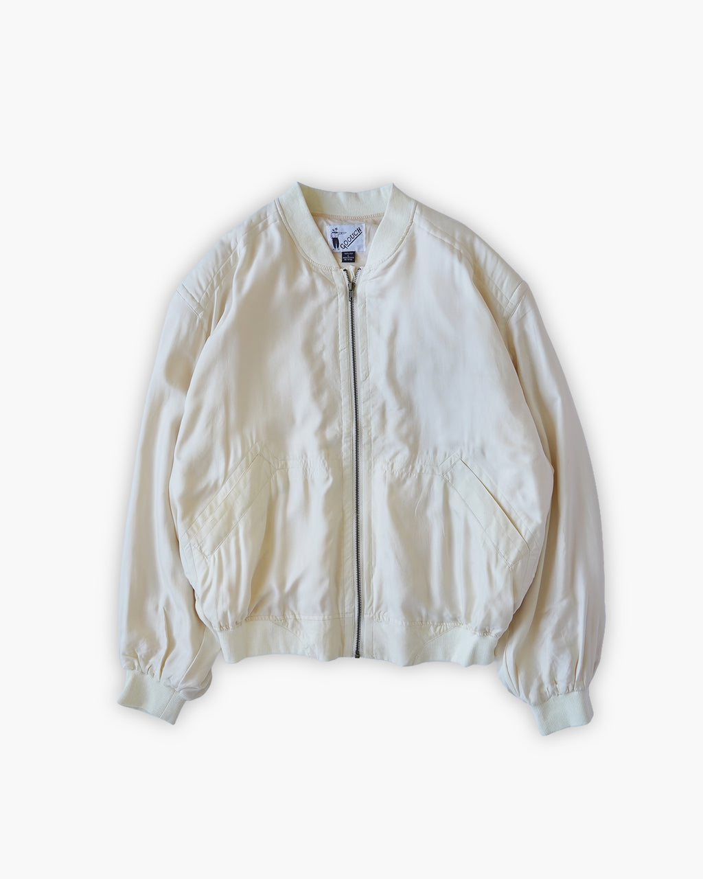 100% Silk Zip Up Jacket - White