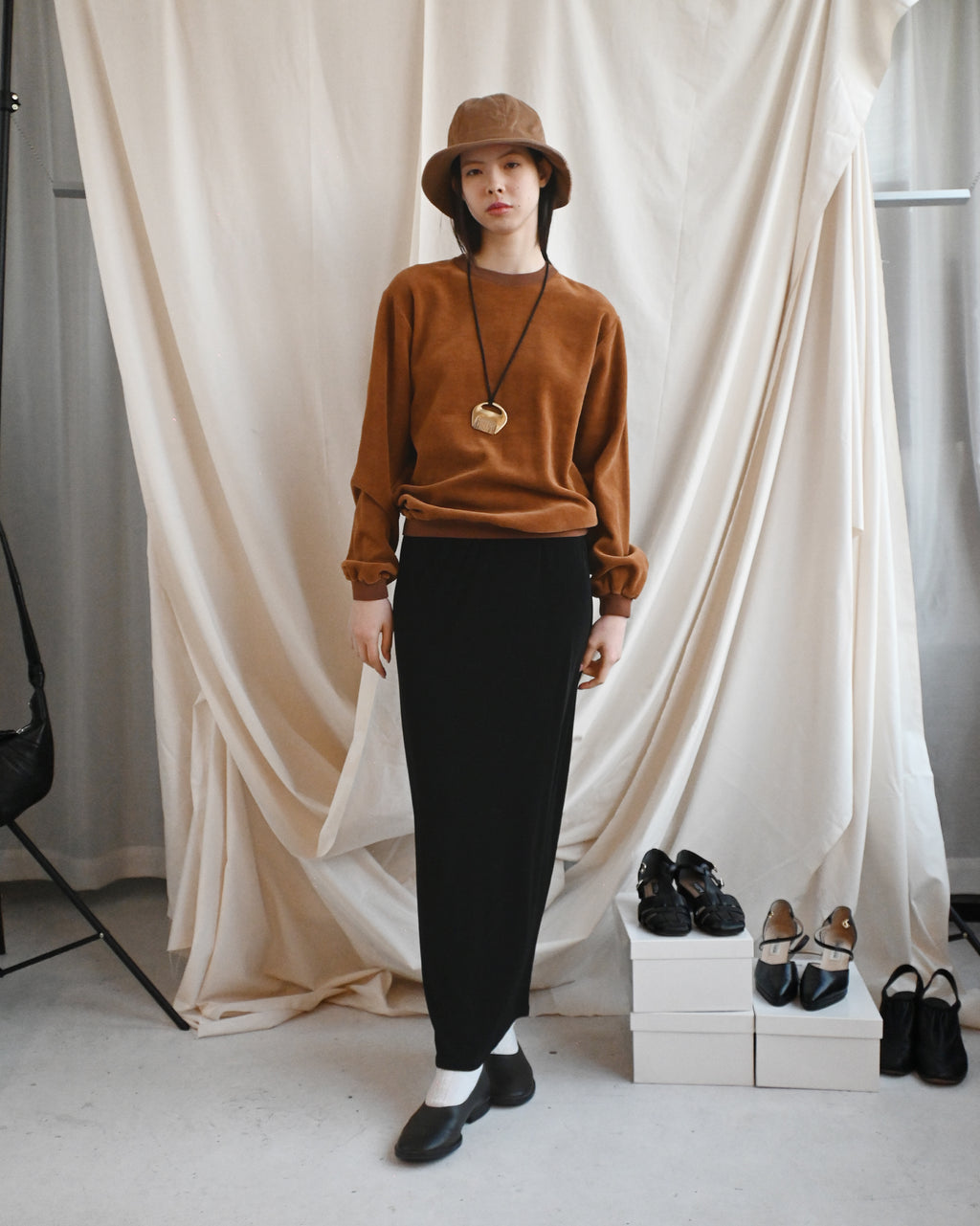 Cotton Velour Sweatshirts - Brown