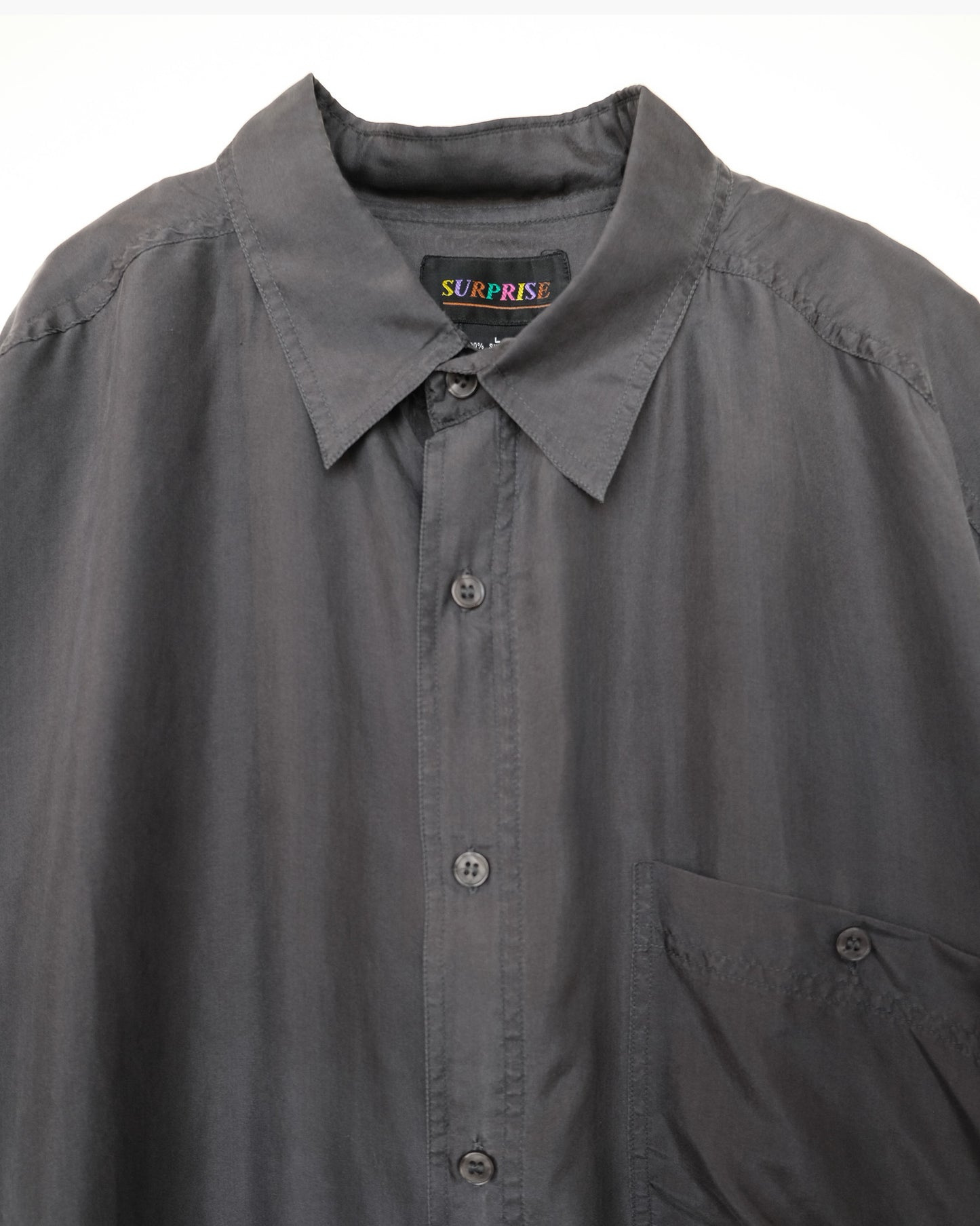 S/S Silk Shirt - Charcoal