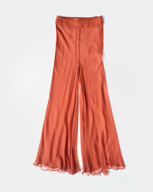 "ROMEO GIGLI" Silk Flare Pants - Orange