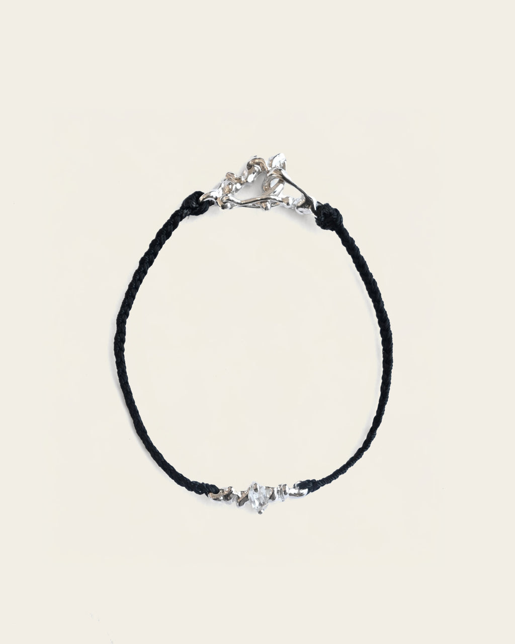 "Isabella Etou" Crinkle Cord Bracelet -  White Topaz