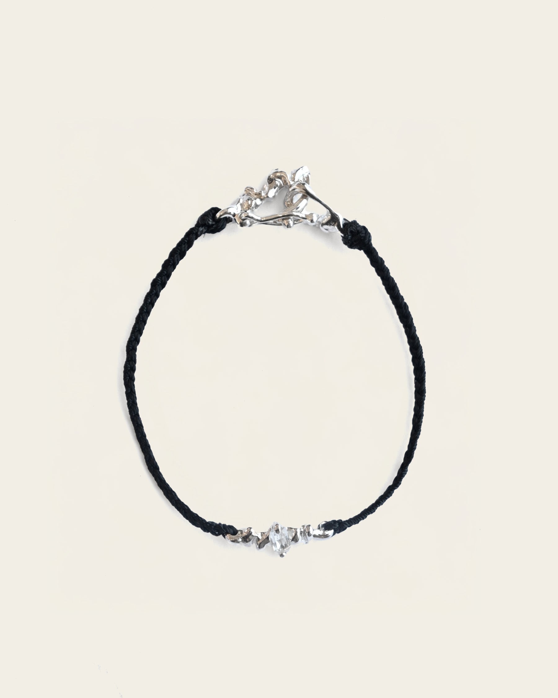 "Isabella Etou" Crinkle Cord Bracelet -  White Topaz