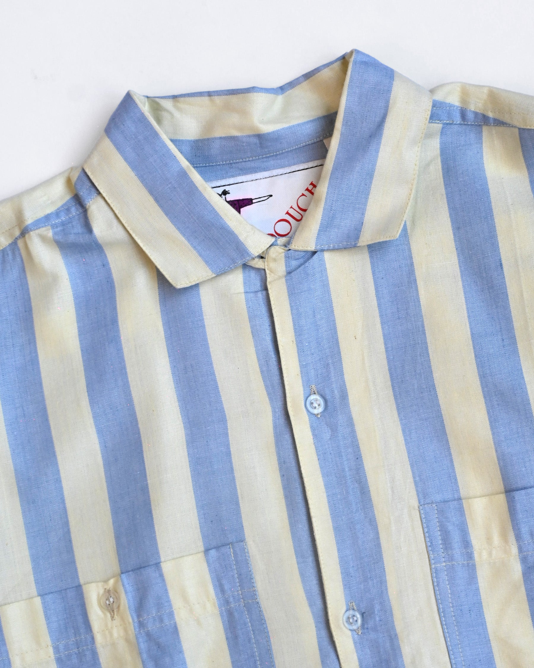 "GOOUCH" Rayon x Cotton Striped Shirt