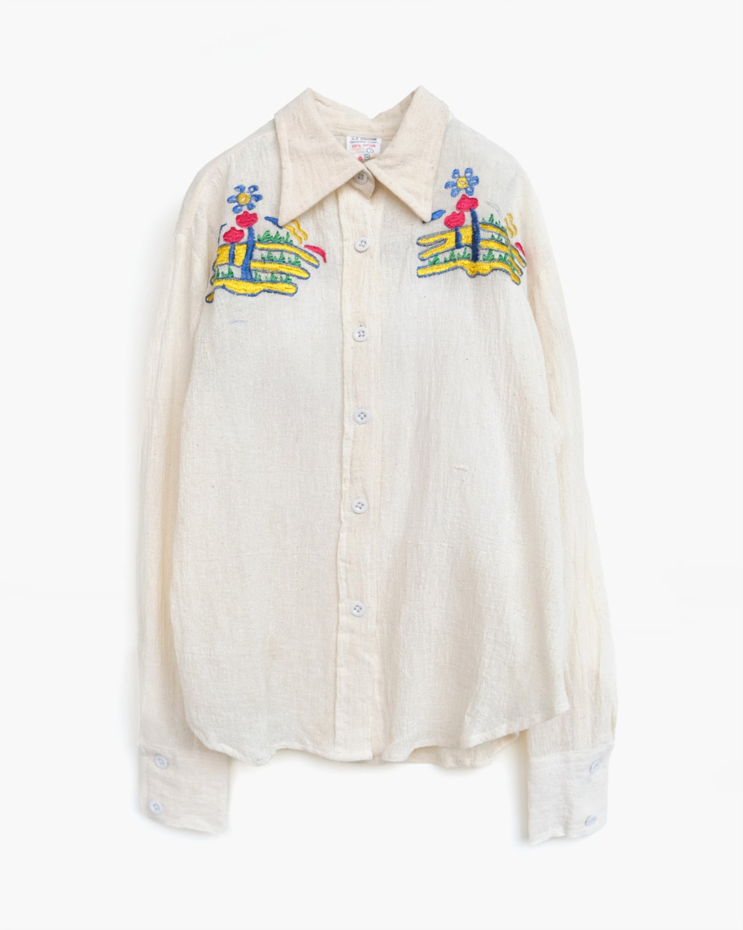70's Hand Embroidered Gauze Shirts