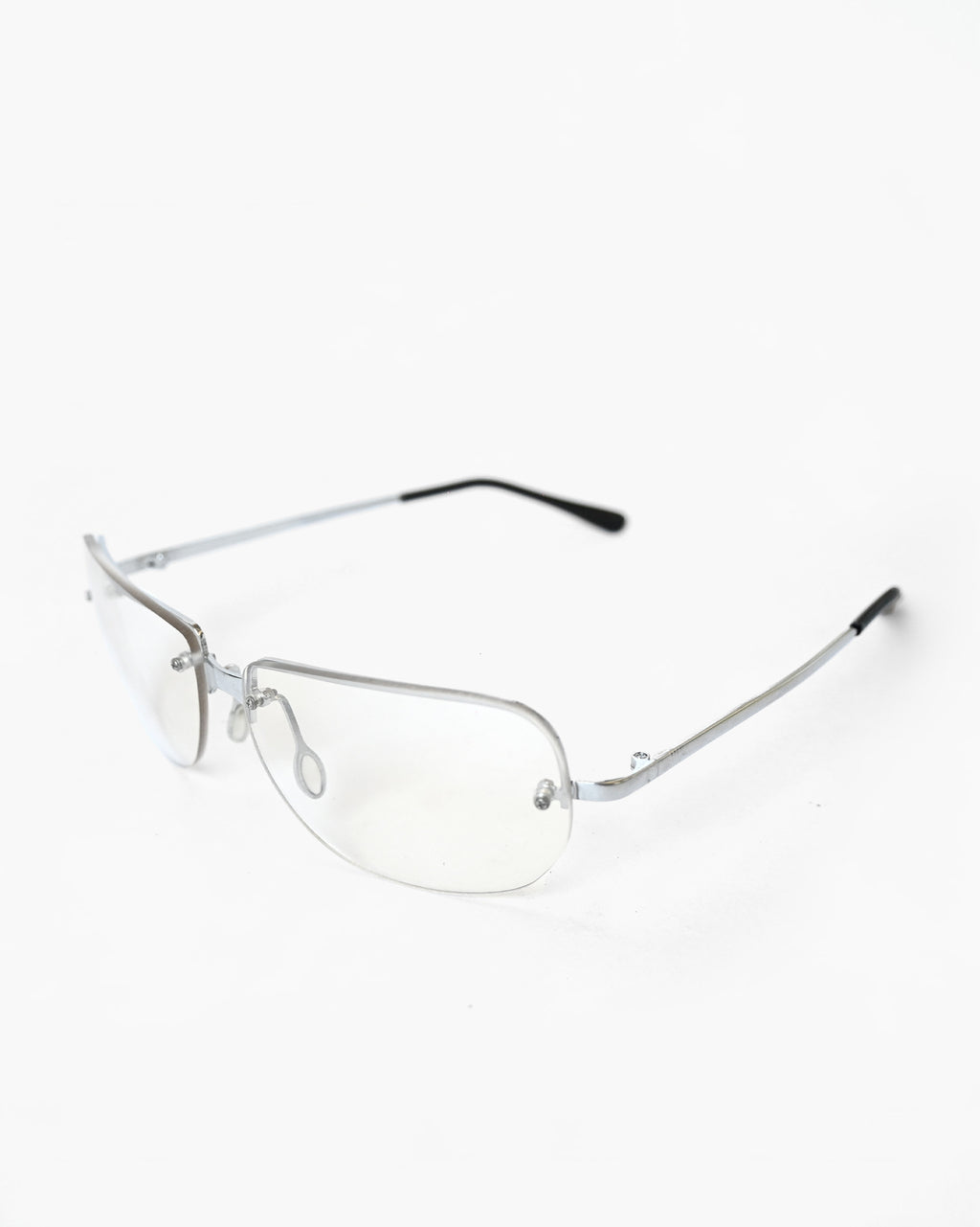NOS 90s Clear Frameless Sunglasses - Silver