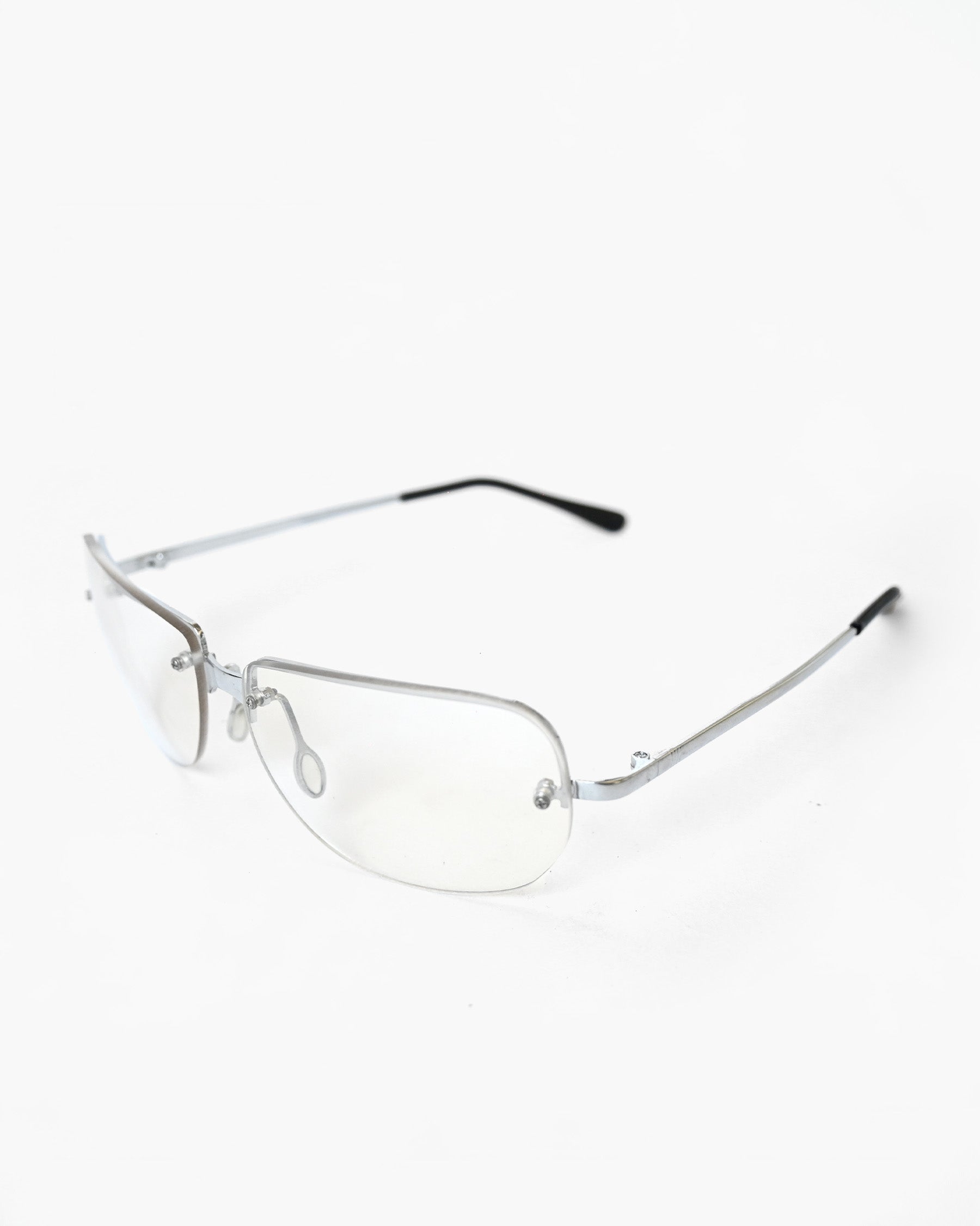 NOS 90s Clear Frameless Sunglasses - Silver