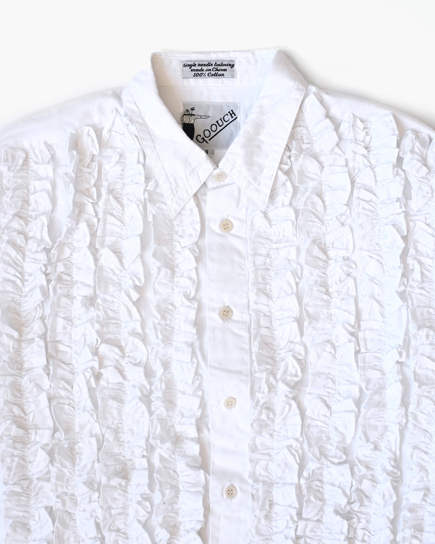 100% Cotton White Ruffle Shirt